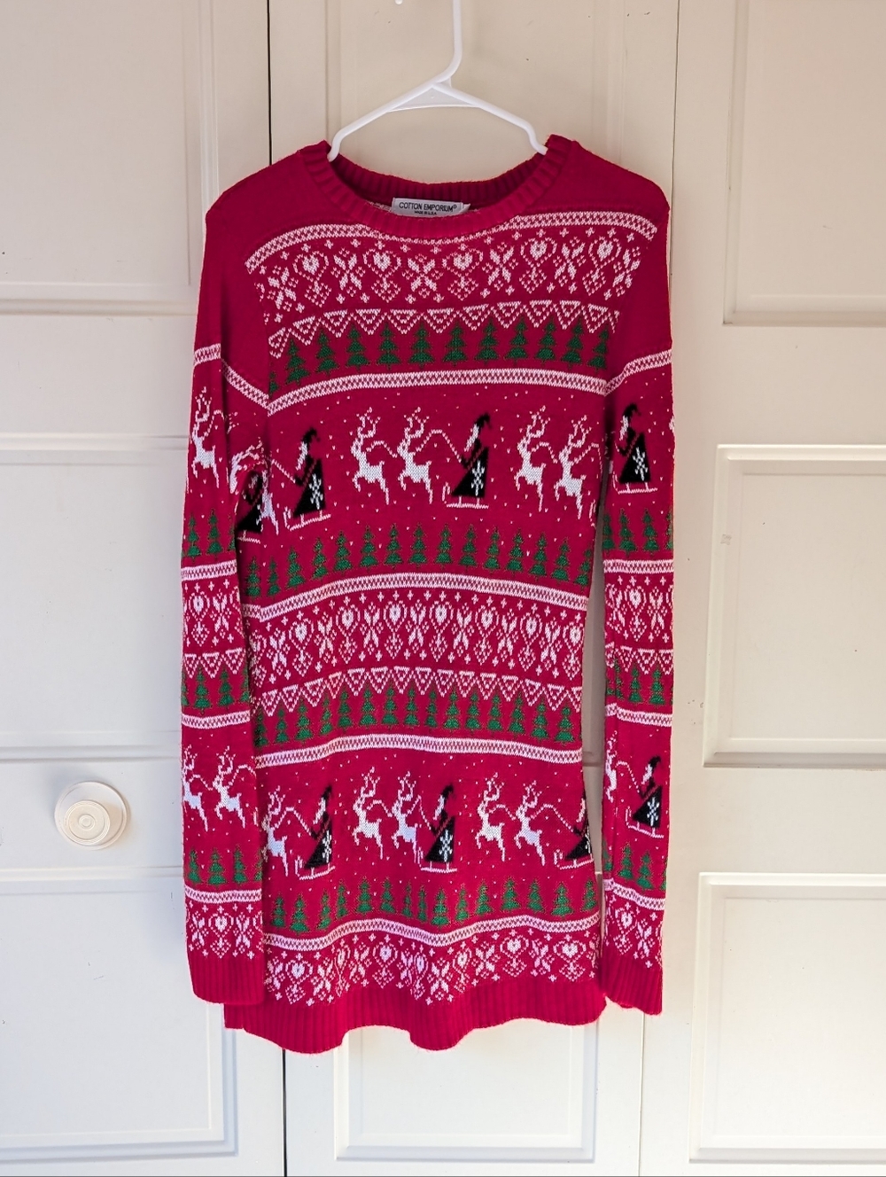 Christmas themed long sleeve sweater dress